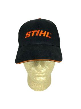 Stihl Outfitters Baseball Cap Hat Black & Orange Adjustable Strapback